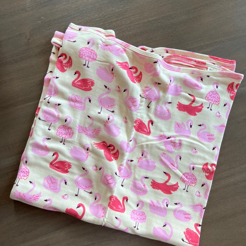 New Hatley Pink Swan 100% Organic Cotton Blanket